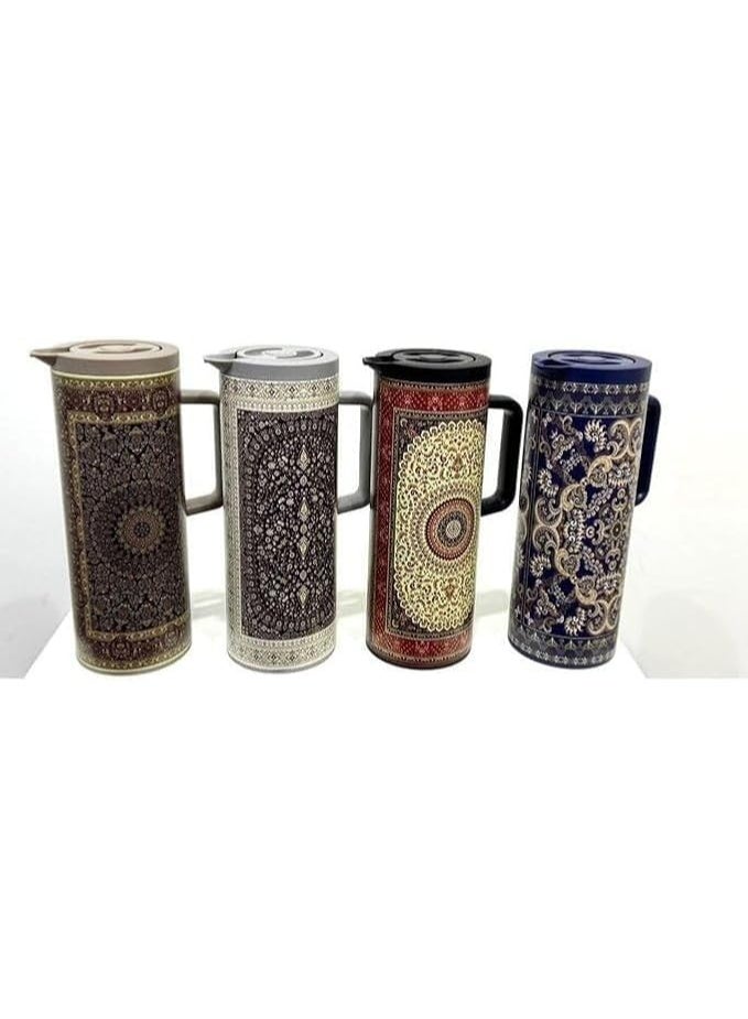 Decorative Carafe with Persian Carpet Pattern, Double-Wall Coffee and Tea Flask, 1L Capacity, Hot and Cold Beverage Storage, Brown. - Image 3