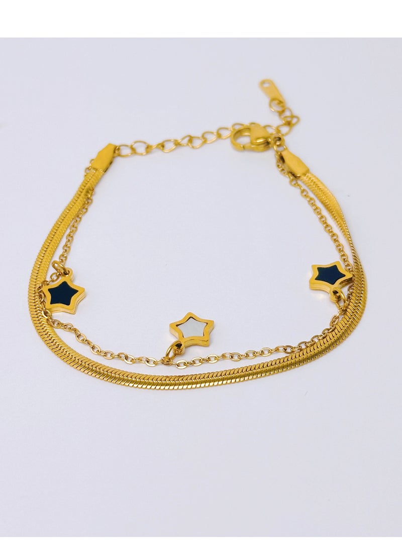 Generic - 14k Gold Plated Lucky Star Charm Bracelet - Image 1