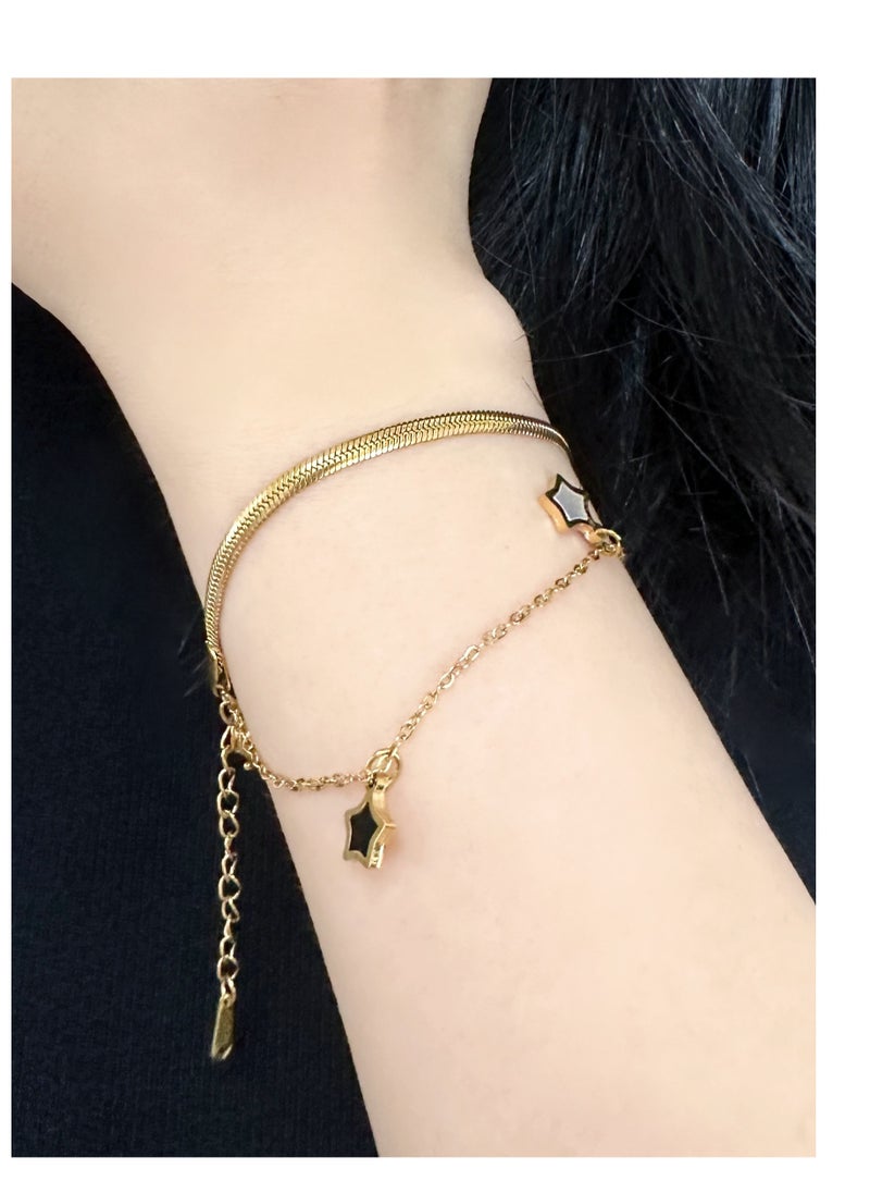 Generic - 14k Gold Plated Lucky Star Charm Bracelet - Image 1