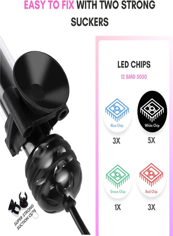 شريط إضاءة LED لحوض السمك من KickAt مزود بأكواب شفط - أنبوب إضاءة غاطس متغير اللون لأحواض المياه العذبة والمالحة، تأثير ساطع تحت الماء (متعدد الألوان) - Image 4