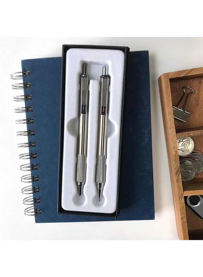 Zebra Pen M/F 701 Stainless Steel Mechanical Pencil and Ballpoint Pen Set, Fine Point, 0.7mm HB Lead and 0.8mm Black Ink, 2-Count Gift Set, Silver (10519) - Image 2