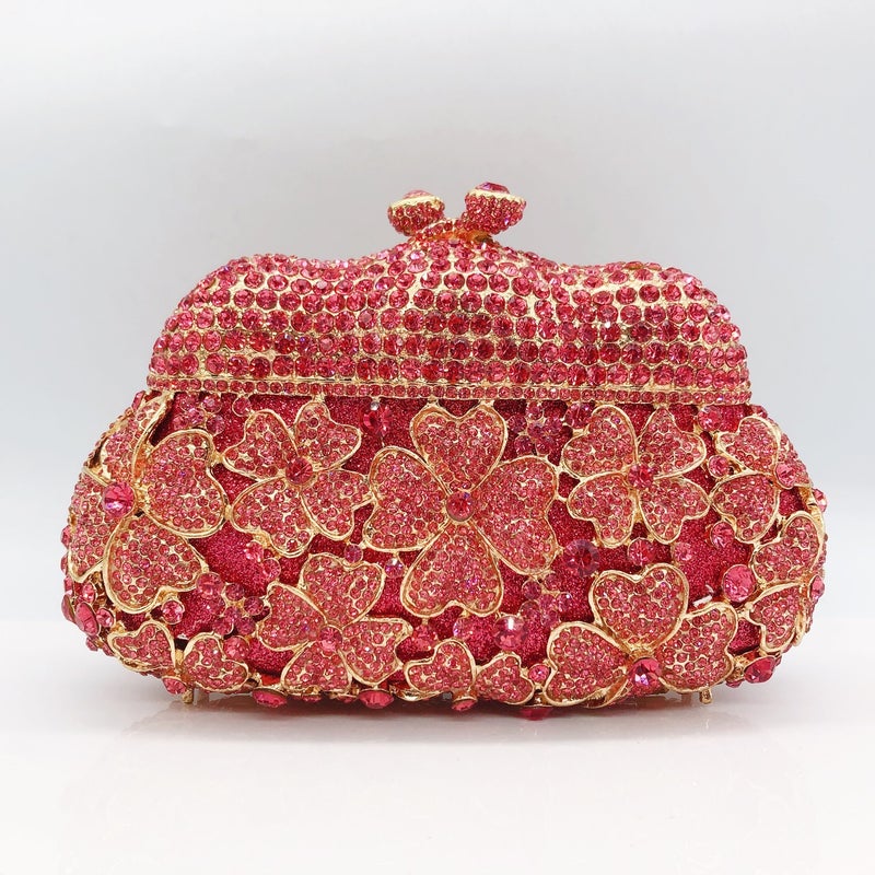 New Four-Leaf Clover Diamond-Encrusted Evening Bag Clutch Women'S Diamond Bag Small Crystal Clutch Bag - Image 3