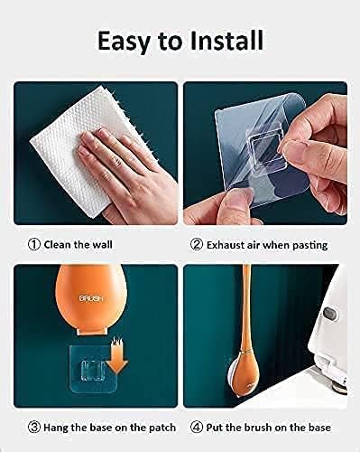 SANGOZ Toilet Brush with Hard Plastic Holder Comes with Slim Flex Brush Set, No-Slip Long Handle Soft Silicone Bristles Brush Ideal for Home and Kitchen Tiles Cleaning - Image 4