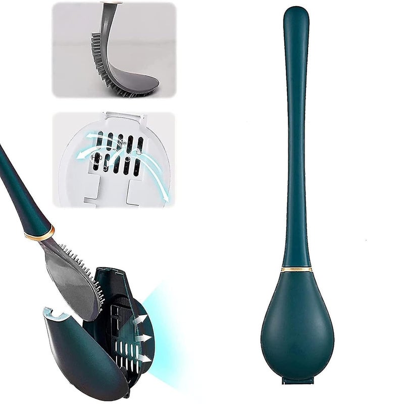 SANGOZ Toilet Brush with Hard Plastic Holder Comes with Slim Flex Brush Set, No-Slip Long Handle Soft Silicone Bristles Brush Ideal for Home and Kitchen Tiles Cleaning - Image 2