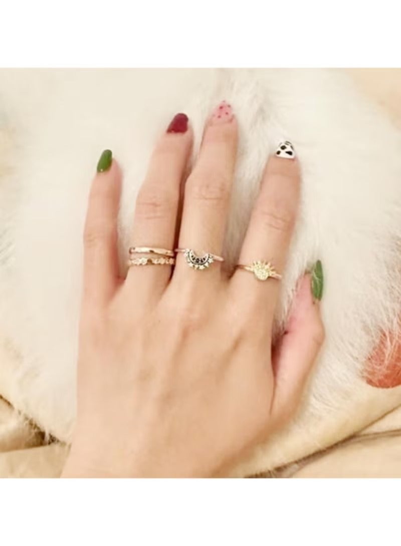 خاتم الشمس والقمر مجموعة خواتم تكديس للنساء ، خواتم مطابقة مجوهرات سماوية قابلة للتعديل أنيلوس بارا موخير كحلقات صداقة لأفضل هدايا صديق ، حلقات تكديس قمر الشمس للفتيات المراهقات - Image 5