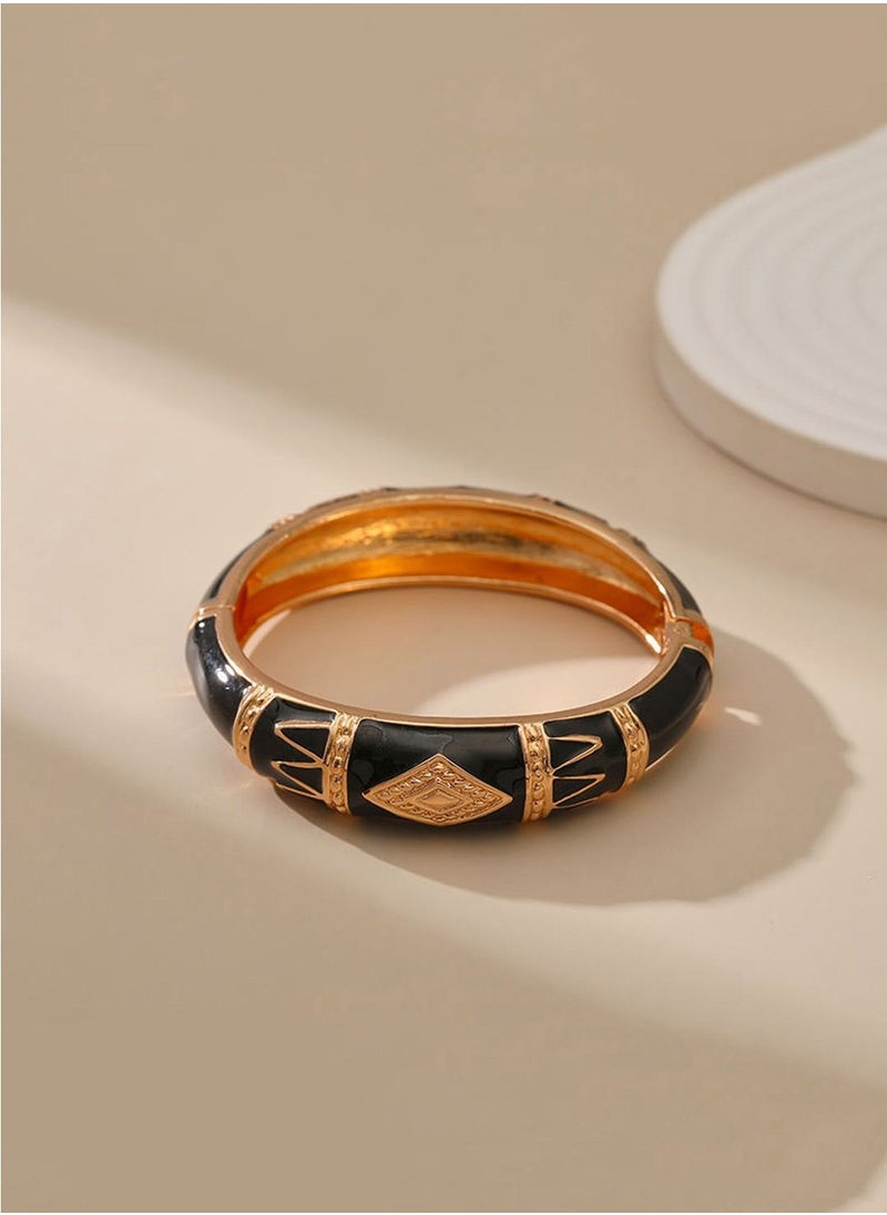 Verona - Verona Women's Hoop Bracelet, Bamboo Bangle Curved Transparent Wide Bangle with Tubular Design - Image 1
