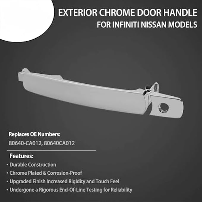ريحني مقبض الباب الخارجي من جهة السائق من جهة الراكب مناسب لسيارات إنفينيتي FX35 FX45 20032011 نيسان مورانو 20032007 نيسان روج 20102015 تحل محل 82646Ca000 80640Ca012 80640Ca012 فلوريدا - Image 2