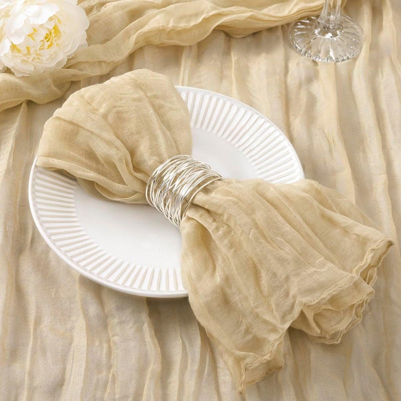 DeZerlor 50 Pack Champagne Cheesecloth Napkins Washable Spring Mothers Day Cloth Napkins Set of 50 Cotton Gauze Dinner Napkins Bulk 21x21 Inches for Champagne Bridal Shower Wedding Baby Shower Parties - Image 1