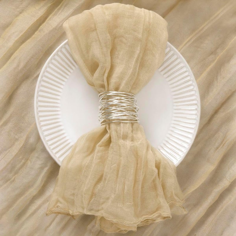 DeZerlor 50 Pack Champagne Cheesecloth Napkins Washable Spring Mothers Day Cloth Napkins Set of 50 Cotton Gauze Dinner Napkins Bulk 21x21 Inches for Champagne Bridal Shower Wedding Baby Shower Parties - Image 2