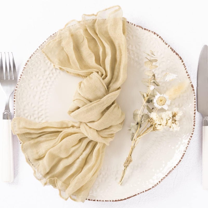 DeZerlor 50 Pack Champagne Cheesecloth Napkins Washable Spring Mothers Day Cloth Napkins Set of 50 Cotton Gauze Dinner Napkins Bulk 21x21 Inches for Champagne Bridal Shower Wedding Baby Shower Parties - Image 4