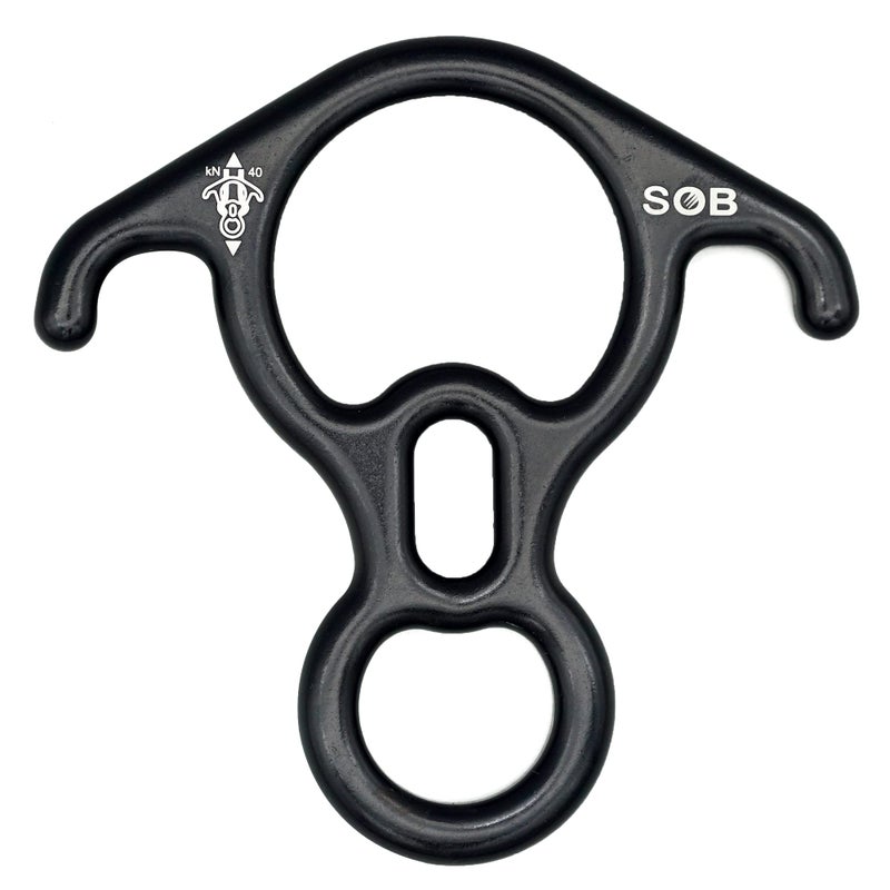 SOB 40KN Rescue Figure 8 Descender Belay Rappel Equipment Belay Rock Climbing Rigging Plate 7075 Aluminum Alloy for Climbing Belaying Rappelling Device Black - Image 2
