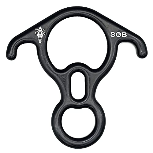 SOB 40KN Rescue Figure 8 Descender Belay Rappel Equipment Belay Rock Climbing Rigging Plate 7075 Aluminum Alloy for Climbing Belaying Rappelling Device Black - Image 1