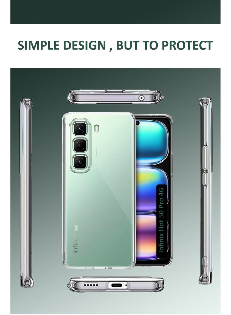 For Infinix Hot 50 Pro 4G Shock Proof Case Cover - Ultra Clear, Durable & Accurate Cut-outs - Scratch, Dust & Smudge Protection - Clear Silicon Back Cover for Infinix Hot 50 Pro 4G - Image 2