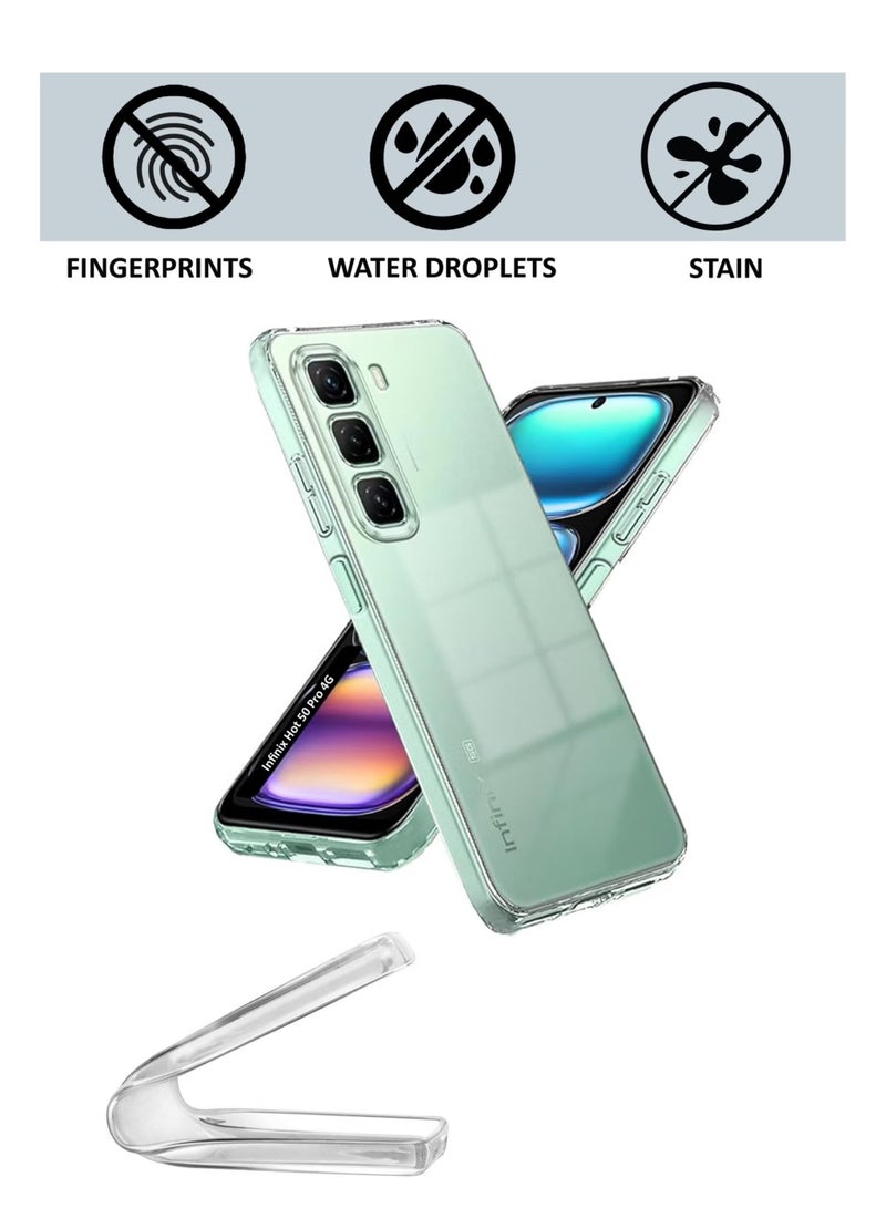 For Infinix Hot 50 Pro 4G Shock Proof Case Cover - Ultra Clear, Durable & Accurate Cut-outs - Scratch, Dust & Smudge Protection - Clear Silicon Back Cover for Infinix Hot 50 Pro 4G - Image 3