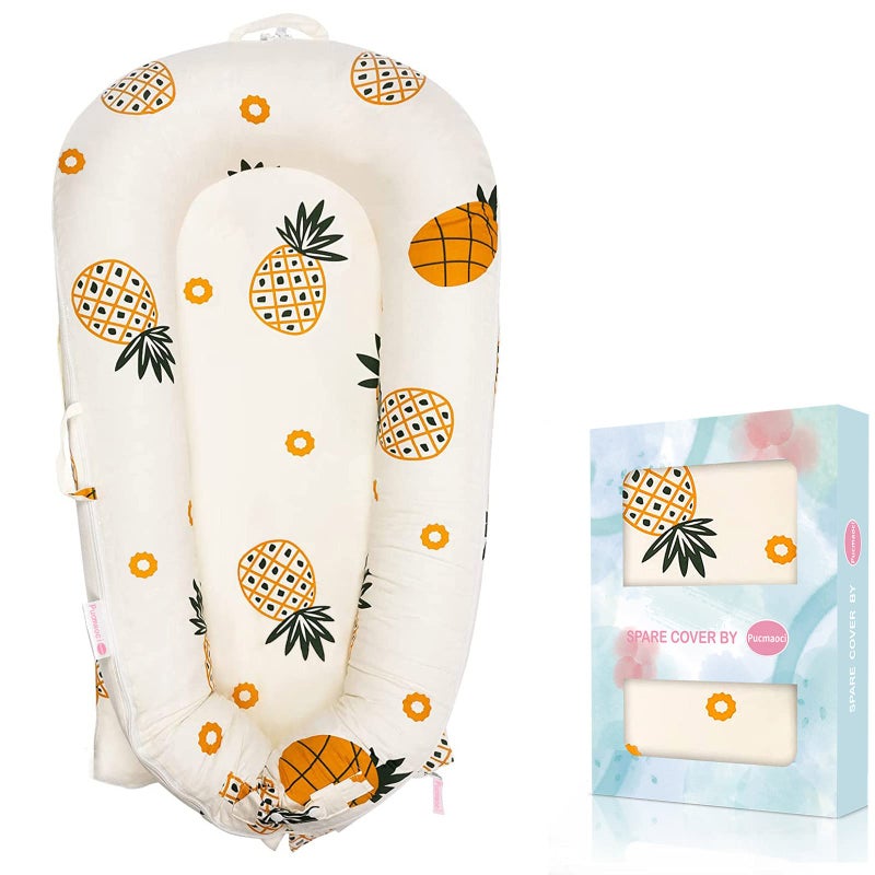 Pucmaoci Baby Lounger Cover for Dockatot Deluxe 100 Cotton Hypoallergenic Newborn Premium Quality Spare CoverCover Only Pineapple