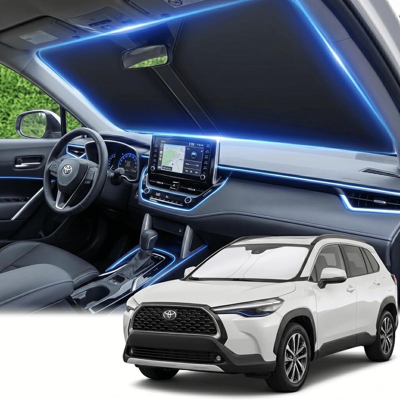 AuyNeas Windshield Sun Shade for Toyota Corolla Cross 2022-2025 2026 Sunshade Front Window Shade Custom Fit Corolla Cross Accessories Sun Visor Foldable Shade Blocks UV Rays Accessories - Image 1