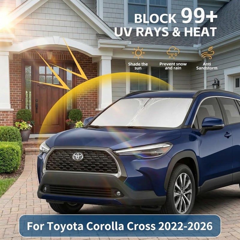 AuyNeas Windshield Sun Shade for Toyota Corolla Cross 2022-2025 2026 Sunshade Front Window Shade Custom Fit Corolla Cross Accessories Sun Visor Foldable Shade Blocks UV Rays Accessories - Image 2