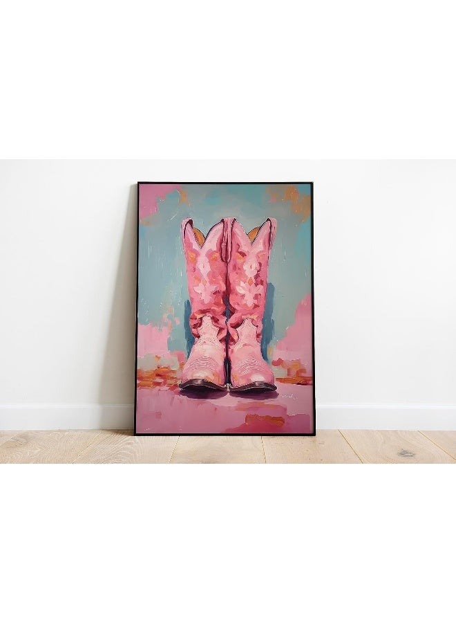 TwoDays Pink Cowgirl Boots Room Decor, Girly Western Paintings for Apartment, Coastal Cowboy Boot Wall Art Prints for Teen Girls Bedroom. (12" X 16", UNFRAMED) - Image 4