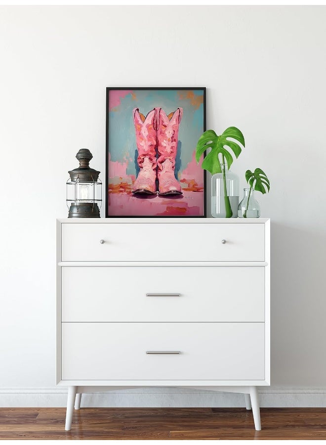 TwoDays Pink Cowgirl Boots Room Decor, Girly Western Paintings for Apartment, Coastal Cowboy Boot Wall Art Prints for Teen Girls Bedroom. (12" X 16", UNFRAMED) - Image 5