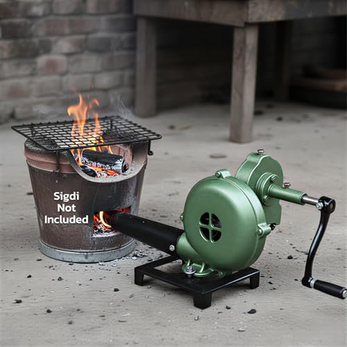 SONRET Manual Hand Blower Machine No.18 – Cast Aluminum Blacksmith Coal Forge Hand Blower for Fire with Smooth Operation, Oil Ports – Manual Air Blower Ideal Camping Tools & Equipment for BBQ - Image 4