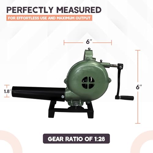 SONRET Manual Hand Blower Machine No.18 – Cast Aluminum Blacksmith Coal Forge Hand Blower for Fire with Smooth Operation, Oil Ports – Manual Air Blower Ideal Camping Tools & Equipment for BBQ - Image 2