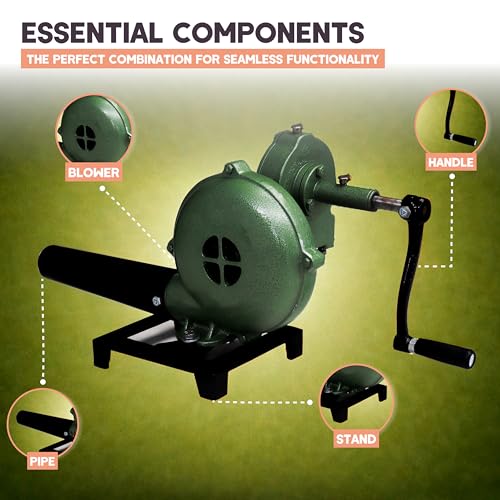 SONRET Manual Hand Blower Machine No.18 – Cast Aluminum Blacksmith Coal Forge Hand Blower for Fire with Smooth Operation, Oil Ports – Manual Air Blower Ideal Camping Tools & Equipment for BBQ - Image 5