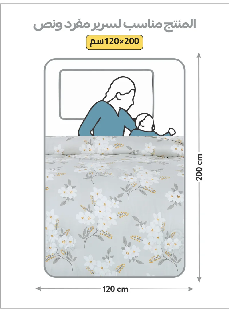 Donetella Bedding Comforter Set Single Size, 4-Pcs Bed Set Fits 120x200 Cms -Printed Bedding Set-All Season- Brushed Microfiber (طقم مفرش سرير فندقي)