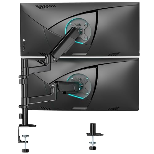 ARES WING Dual Monitor Mount - Ultrawide Monitor Arm for 40 34 32 27 Inch Heavy Duty Curved Screen Up to 26.4 lbs with Clamp/Grommet Desk Mount, 75/100 Vesa Mount, Black - Image 1
