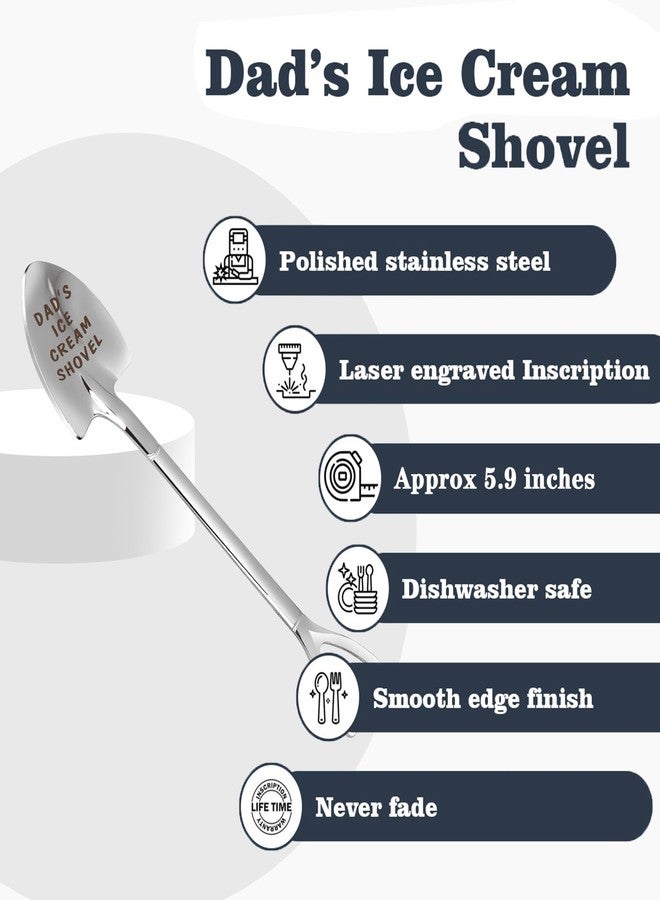 stormroo Dad Gifts - Gifts for dad from Daughter. Father Day Gifts for dad Ice Cream Spoon Scoop for Ice Cream Lovers, Father birthday Gifts Funny Engraved Stainless Steel Shovel - Image 5