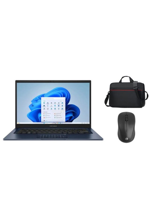 ASUS (Upgraded Version) Vivobook 14 Personal Laptop With 14-Inch Full HD Display, Intel Core i3-1315U Processor/8GB RAM/128GB SSD/Intel Iris Xe Graphics/Windows 11 Home With Laptop Bag + Mouse English Quiet Blue English Quiet Blue - Image 1