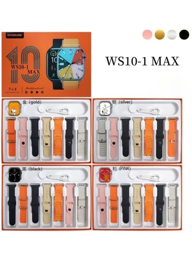Wisme WS10-1 Max Smartwatch for Men with AMOLED Display Bluetooth Calling Voice Assistant 7 Interchangeable Straps Fitness & Sleep Tracker Waterproof Heart Rate Sensor Step Counter Wireless Charging iOS & Android Compatible Stylish Gym Running Watch 2025