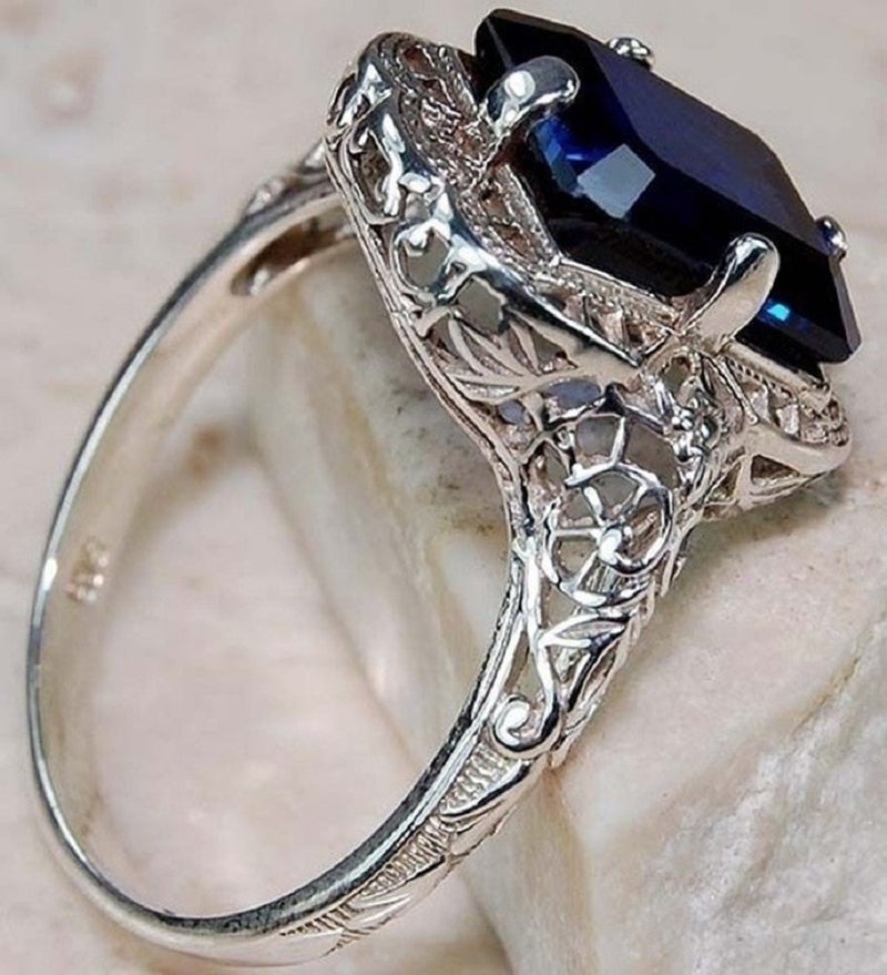 Yuren Elegant Huge Natural 3.5Ct Tanzanite 925 Silver Sapphire Ring Women Wedding Engagement Size 6-10 (US code 8) - Image 2