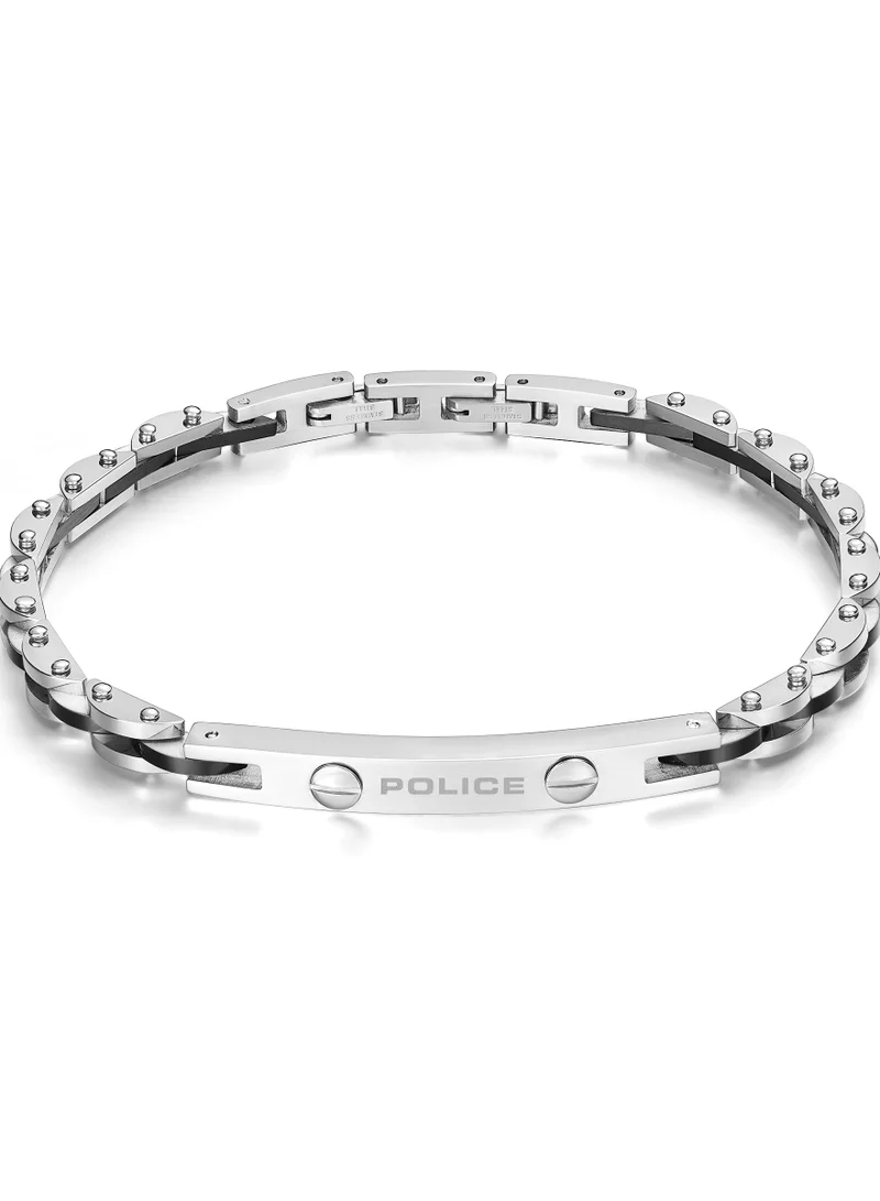 POLICE Plait Silver/Black Stainless Steel Metrocole Gents Bracelet