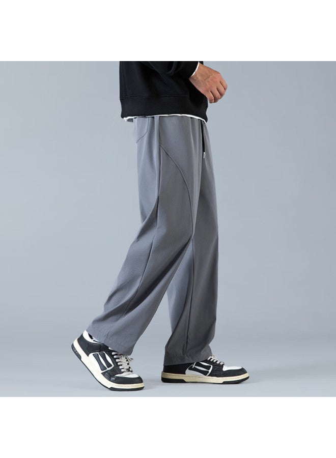 Foss Phil Curved Blade Casual Pants Men Autumn Winter 3d Tailored Wide Leg Loose Draped Straight Pants 6608fh Gray M - Image 3