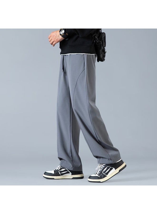 Foss Phil Curved Blade Casual Pants Men Autumn Winter 3d Tailored Wide Leg Loose Draped Straight Pants 6608fh Gray M - Image 1