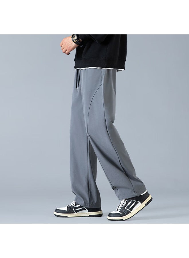 Foss Phil Curved Blade Casual Pants Men Autumn Winter 3d Tailored Wide Leg Loose Draped Straight Pants 6608fh Gray M - Image 5