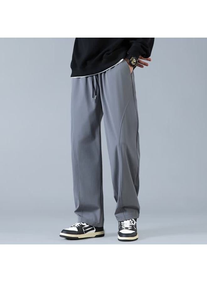 Foss Phil Curved Blade Casual Pants Men Autumn Winter 3d Tailored Wide Leg Loose Draped Straight Pants 6608fh Gray M - Image 2