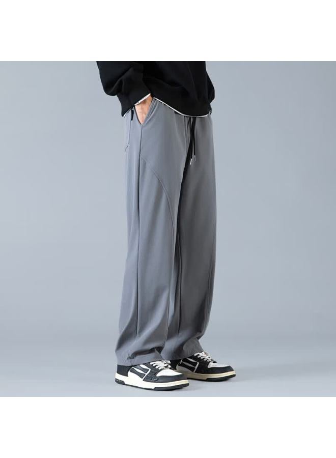 Foss Phil Curved Blade Casual Pants Men Autumn Winter 3d Tailored Wide Leg Loose Draped Straight Pants 6608fh Gray M - Image 4