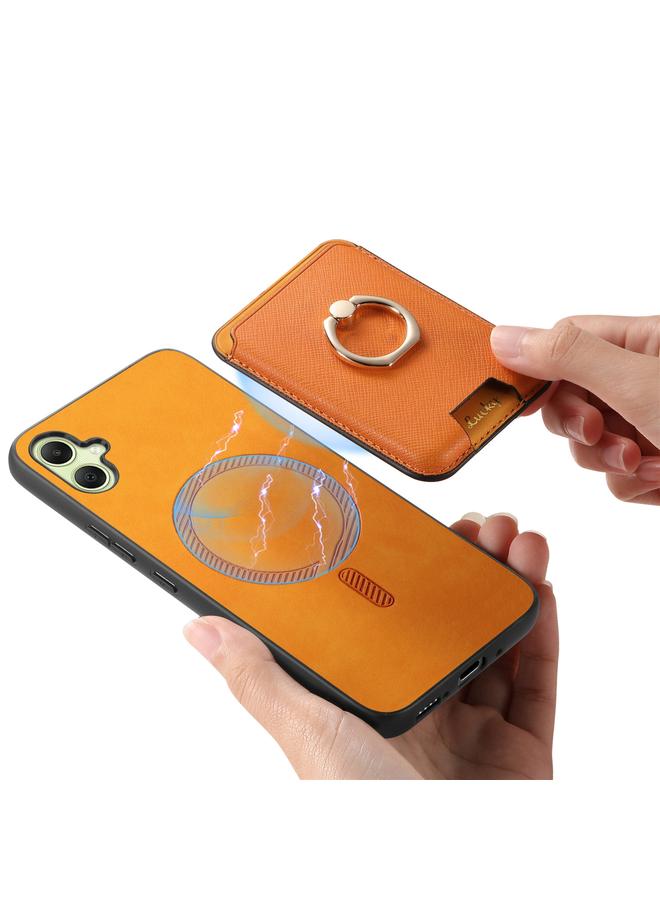 S-TOP Case For Samsung Galaxy XCover 7 Retro Cross Leather Ring Vertical Insert Card Bag MagSafe Phone Case - Image 4
