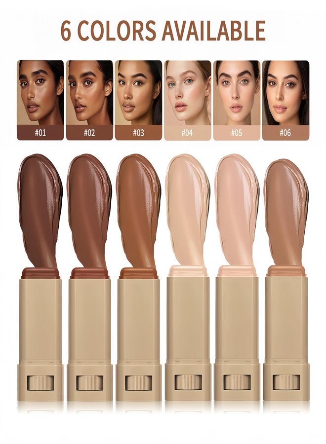 Melemando 6 Colors Foundation Stick Serum Boosted Skin Concealer, Moisturizing Serum Lightweight Contour Foundation Face Stick for Women (03) - Image 3