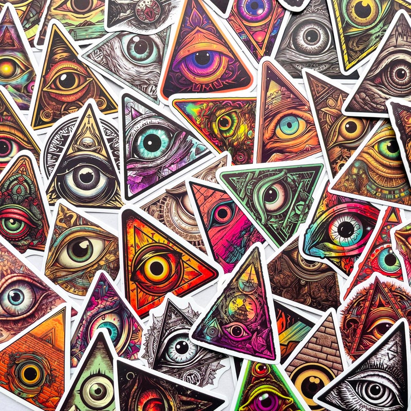 Yoksas 50Pcs Eye of Providence Stickers - Waterproof Vinyl Mysterious All Seeing Eye Aldults Stickers for Laptops,Water Bottles,Scrapbooking,Journals,Bumper - Image 1