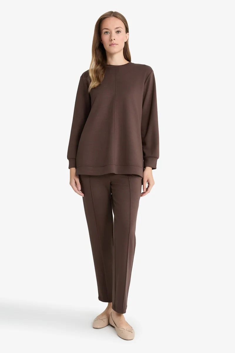ديفاكتو Regular Fit Crew Neck Long Sleeve Tunic