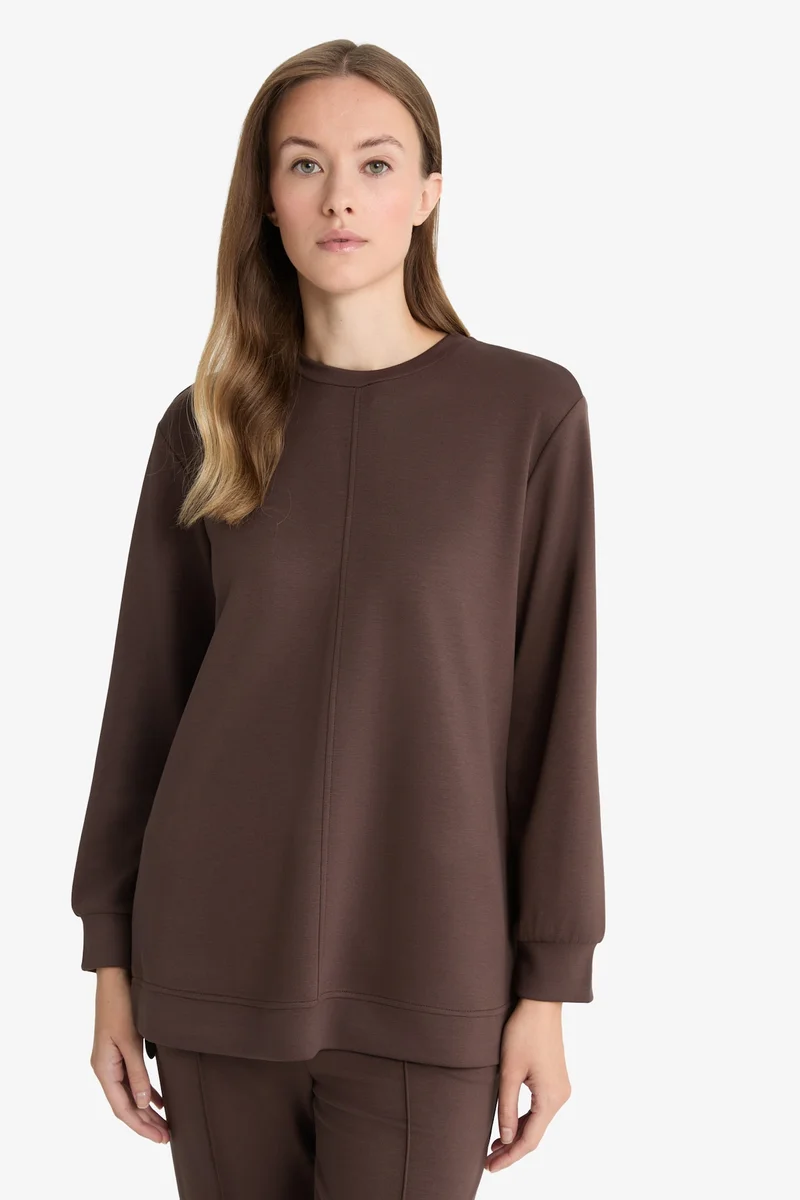 ديفاكتو Regular Fit Crew Neck Long Sleeve Tunic