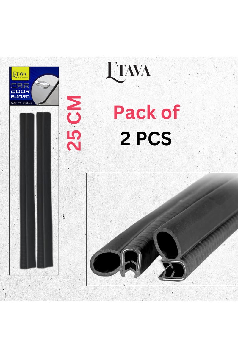 ETAVA Car Door Edge Guard Rubber Trim (2 Pcs, 25cm Each) | U Shape Scratch Protector Strip | Universal Clip-On No Glue | Rubber Anti-Collision for Side Edge – Black - Image 2