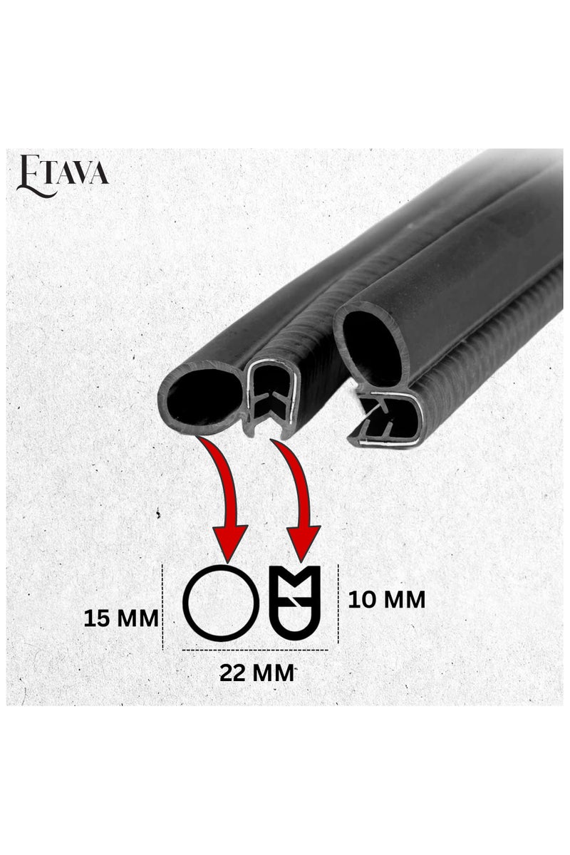 ETAVA Car Door Edge Guard Rubber Trim (2 Pcs, 25cm Each) | U Shape Scratch Protector Strip | Universal Clip-On No Glue | Rubber Anti-Collision for Side Edge – Black - Image 4