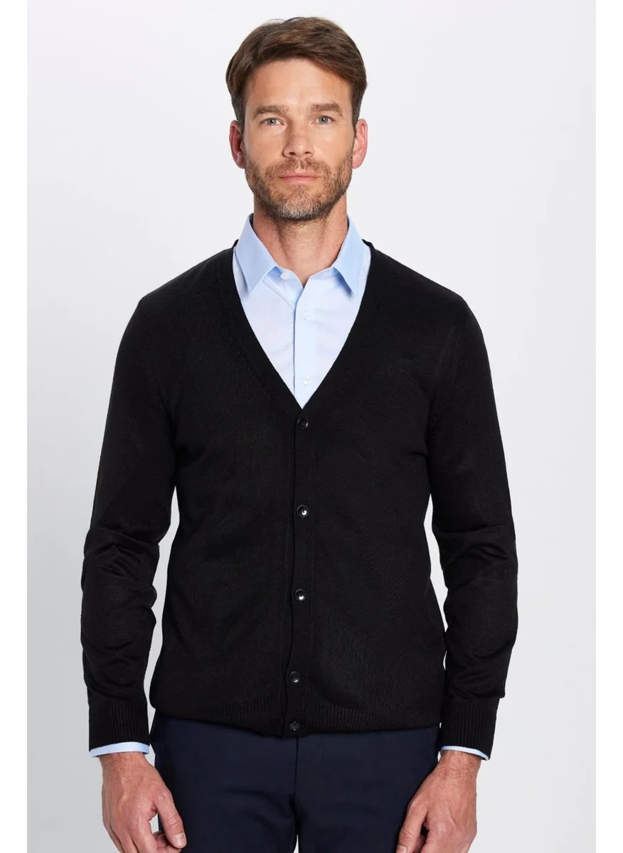 تودورس Slim Fit Buttoned Plain Non-Pilling Soft Textured Men's Cardigan