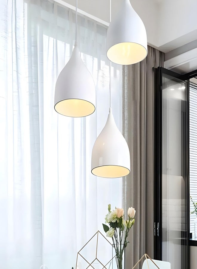 Twixle Lamp Pendant Light, Aluminium, White and black Ceiling Light Lamp Home Decor Items,Hanging Ceiling Decorative Chandelier Home,Living Room, Indoor Jhumar Lighing (round cluster) (WHITE, WITH BULB) - Image 2