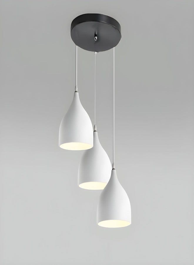 Twixle Lamp Pendant Light, Aluminium, White and black Ceiling Light Lamp Home Decor Items,Hanging Ceiling Decorative Chandelier Home,Living Room, Indoor Jhumar Lighing (round cluster) (WHITE, WITH BULB) - Image 3