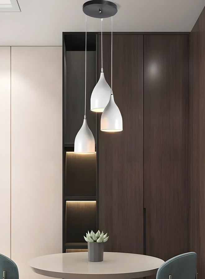 Twixle Lamp Pendant Light, Aluminium, White and black Ceiling Light Lamp Home Decor Items,Hanging Ceiling Decorative Chandelier Home,Living Room, Indoor Jhumar Lighing (round cluster) (WHITE, WITH BULB) - Image 4