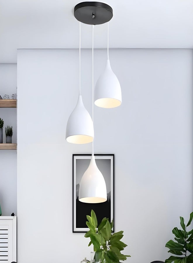 Twixle Lamp Pendant Light, Aluminium, White and black Ceiling Light Lamp Home Decor Items,Hanging Ceiling Decorative Chandelier Home,Living Room, Indoor Jhumar Lighing (round cluster) (WHITE, WITH BULB) - Image 1